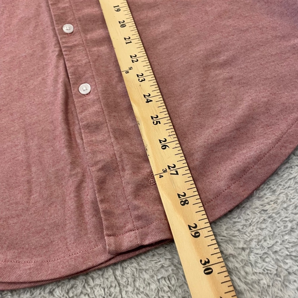 State & Liberty Pique Button Up Shirt Mens M Red Chambray Cotton Modal Athletic - Picture 8 of 9
